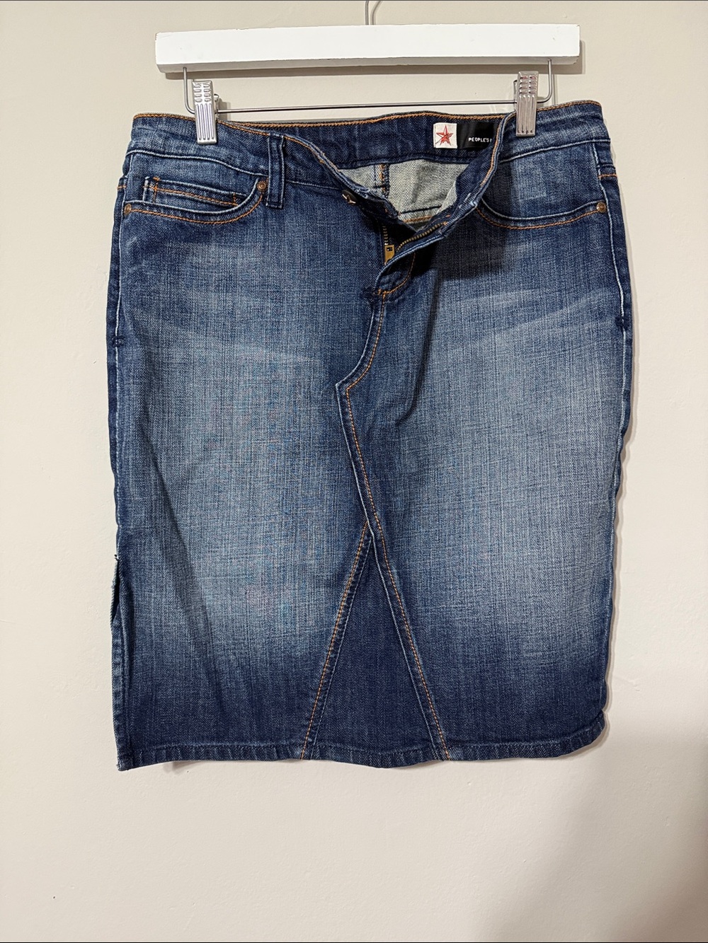 People's Liberation Dark Blue Denim Jeans with Orange Stitching